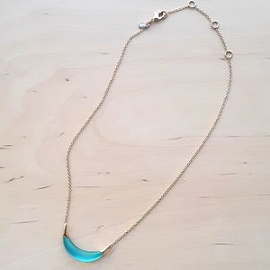 Alexis Bittar Gold Capped Crescent Lucite Necklace- Neon Blue